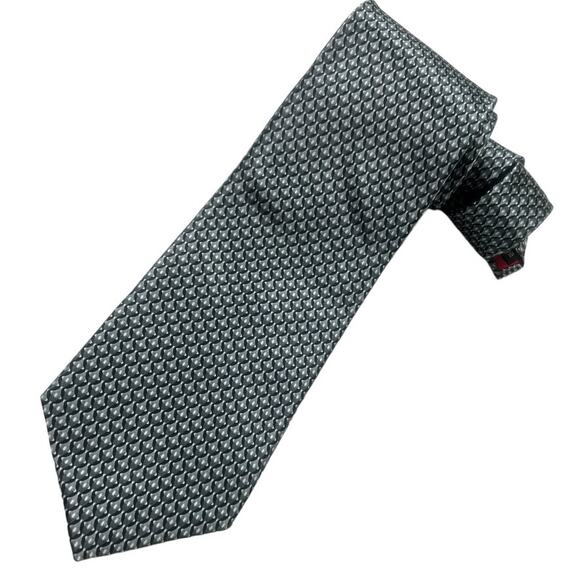 Zianetti Neck Tie Italian Black Gray Print All Silk Mens Suit Accessories Formal - Picture 9 of 9